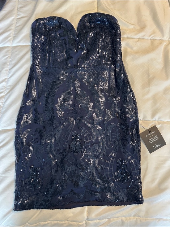 Lulus Dresses & Skirts - Lulu's Navy Blue Sequin Strapless Mini Dress